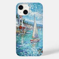 Vibrant Coastal Artwork - Sailboats, Lighthouse &