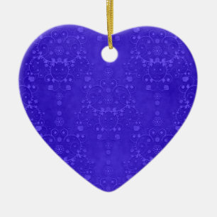 Vibrant Cobalt Blue Fancy Damask Pattern Ceramic Tree Decoration