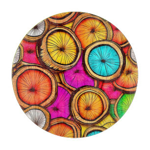 Vibrant Coconut Slice Abstract Design Cutting Board