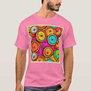 Vibrant Coconut Slice Abstract Design T-Shirt