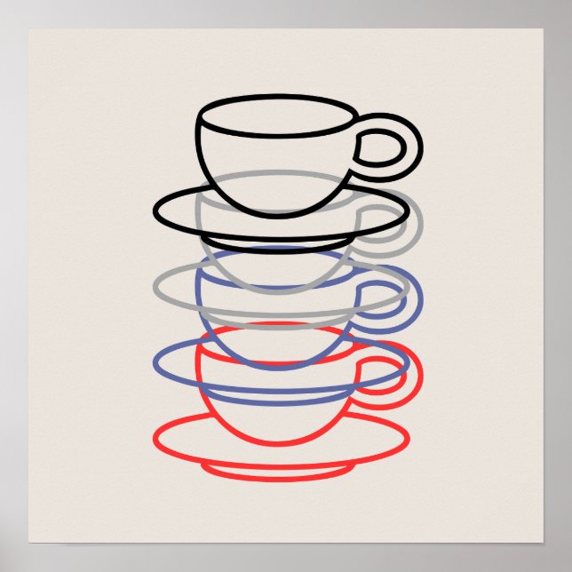 Vibrant coffee cups Art Poster (Front)