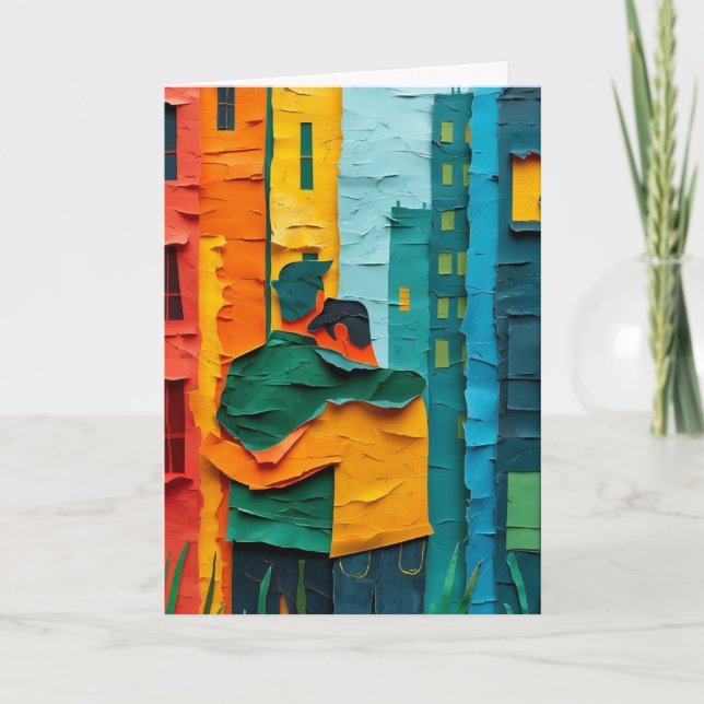 Vibrant Collage Embrace Card (Front)