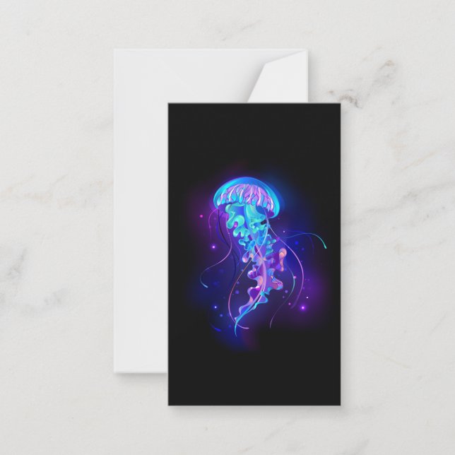 Vibrant Color Glowing Jellyfish Card (Front)