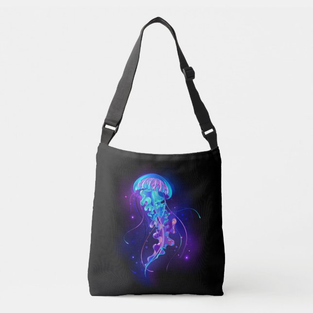 Vibrant Color Glowing Jellyfish Crossbody Bag (Front)
