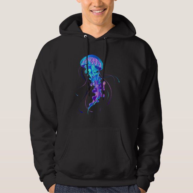 Vibrant Color Glowing Jellyfish Hoodie (Front)