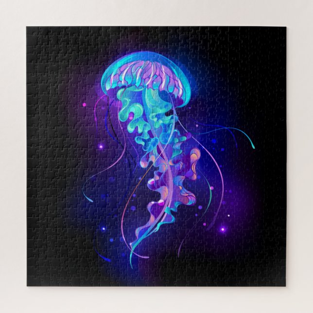 Vibrant Color Glowing Jellyfish Jigsaw Puzzle (Vertical)