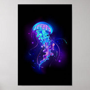 Vibrant Color Glowing Jellyfish Poster