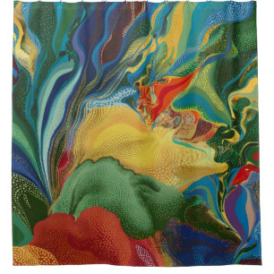 vibrant color splashes abstract art shower curtain