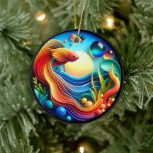 Vibrant Colored Glass Abstract Betta Fish