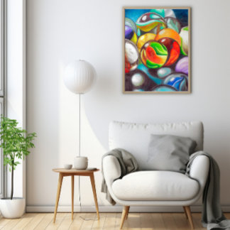Vibrant Colored Marbles Fine Wall Art - 20x25cm