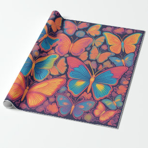 Vibrant Colorful Butterfly Design Vivid Beautiful Wrapping Paper