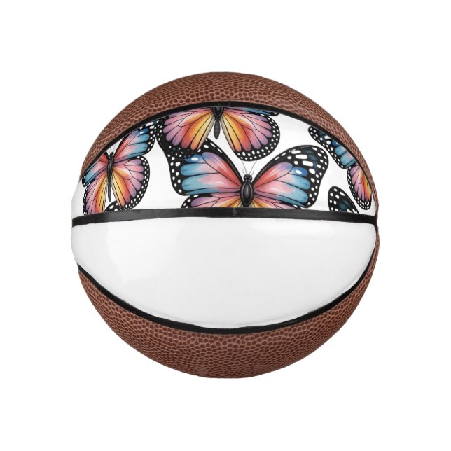 Vibrant Colorful Butterfly Illustration” Mini Basketball (Front)