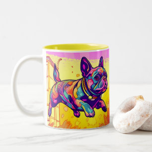 Vibrant Colorful Dog Art, For Dog Lovers Featuring Two-Tone Coffee Mug