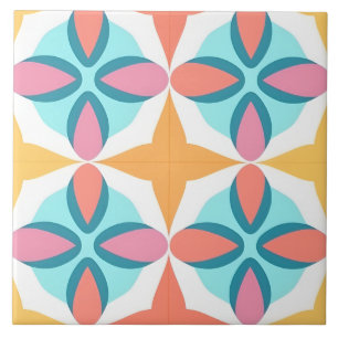 Vibrant Colorful Indian Art Geometric Pattern Tile