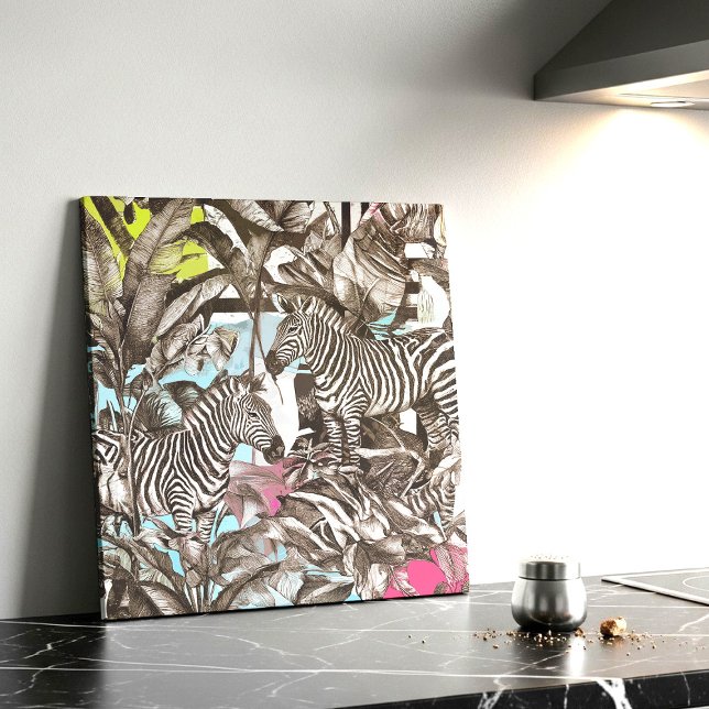 Vibrant Colorful Mixed Zebra Jungle Pattern Tile (Creator Uploaded)