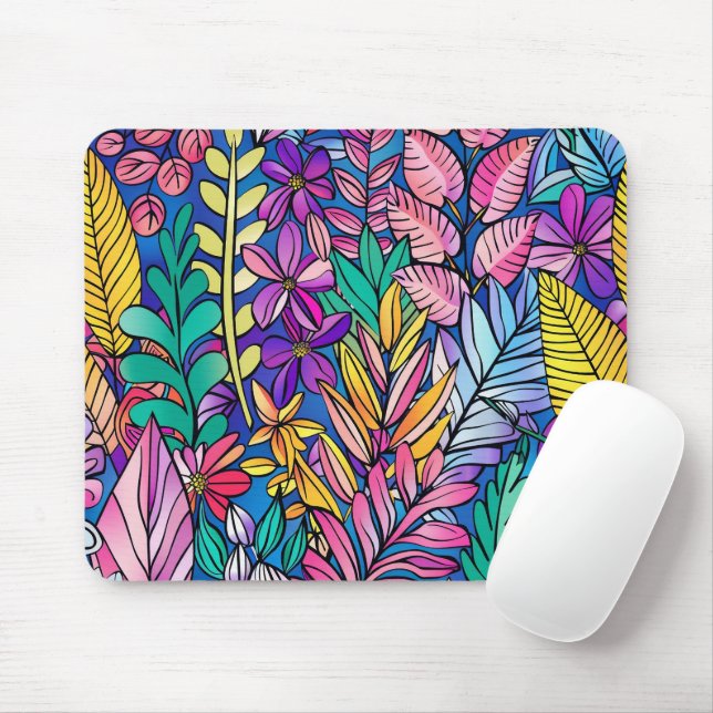 Vibrant Colorful Nature Patterned Mousepad  (With Mouse)