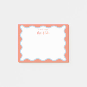 Vibrant Colorful Pink Blue Wavy Zigzag Border Post-it Notes