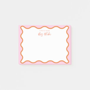 Vibrant Colorful Pink Orange Wavy Zigzag Border Post-it Notes