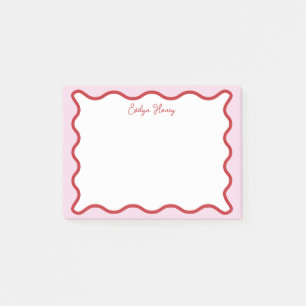 Vibrant Colorful Pink Red Wavy Zigzag Border Post-it Notes
