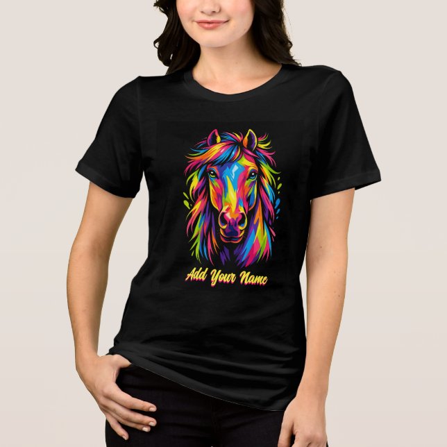 Vibrant Colorful Pop Art Horse Portrait Tee (Front)