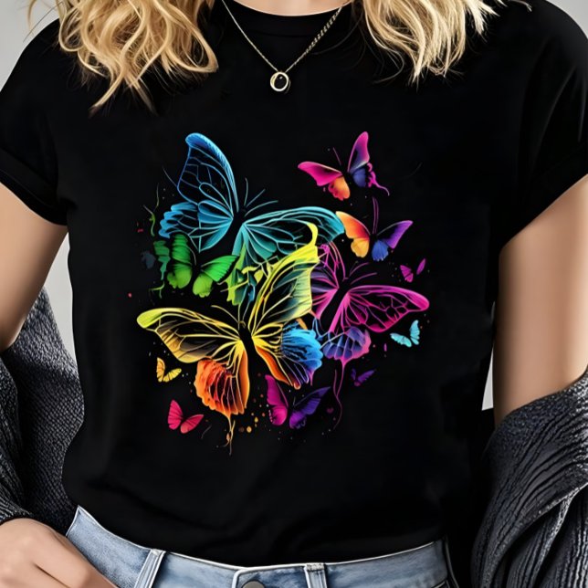 Vibrant Colorful Watercolor Butterfly Women’s  T-Shirt (Creator Uploaded)
