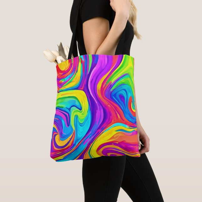 Vibrant Colour Background: Cartoon Splash Art Tote Bag (Close Up)
