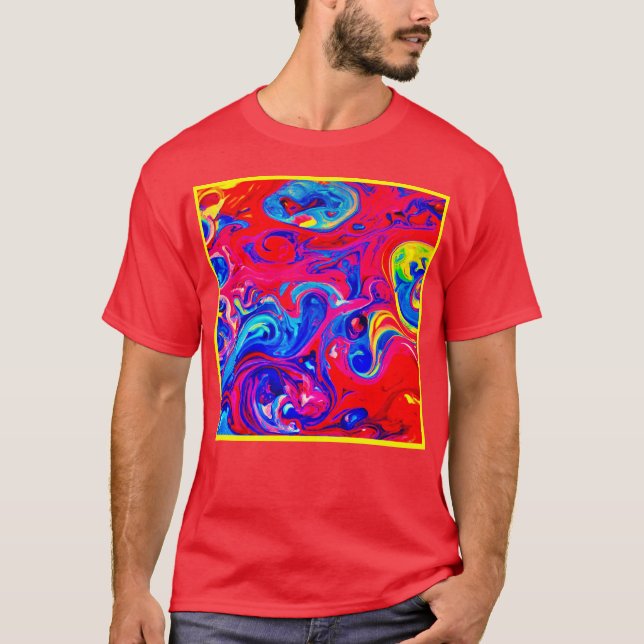 Vibrant Colour Blast Pattern T-Shirt (Front)