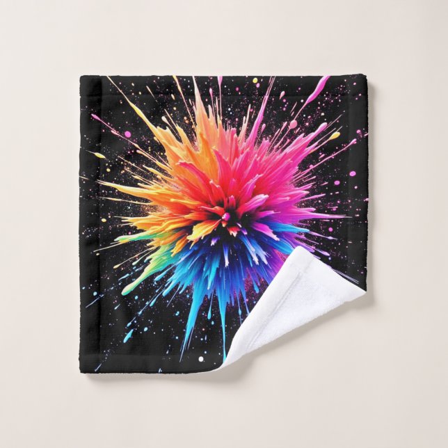 Vibrant Colour Explosion Design Bath Towel Set (Wash Cloth)