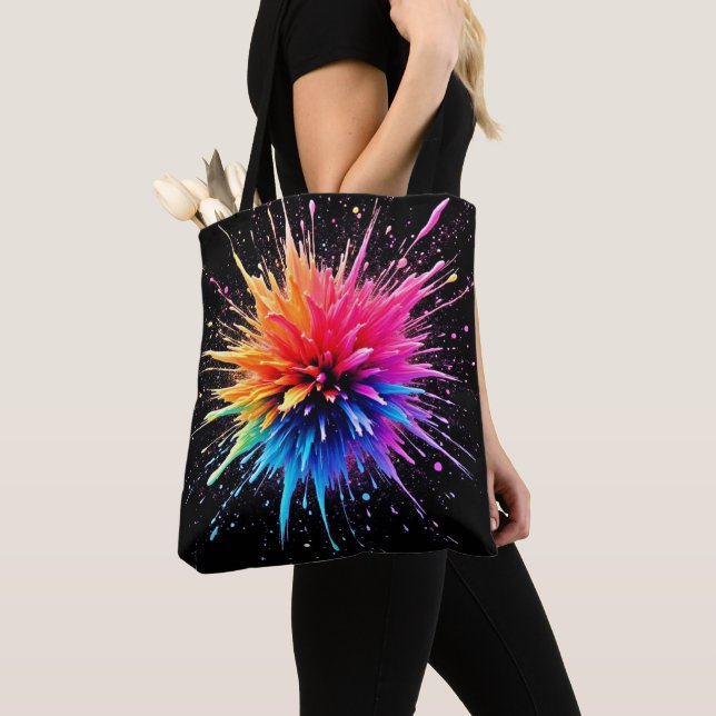 Vibrant Colour Explosion Design Tote Bag (Close Up)