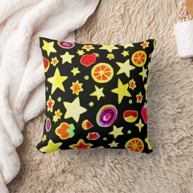 Vibrant Colour Explosion Fruits Star Pattern Cushion (Blanket)