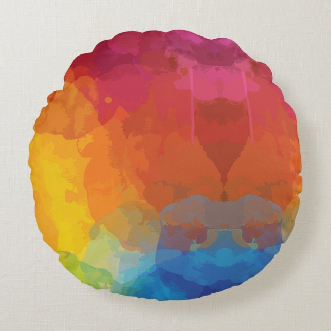 Vibrant Colour Explosions Round Cushion (Front)