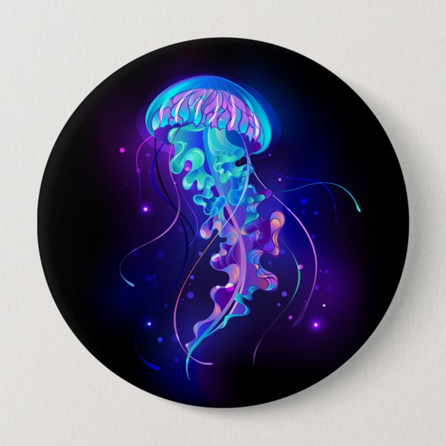 Vibrant Colour Glowing Jellyfish 10 Cm Round Badge (Front)