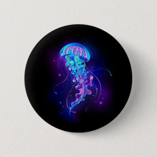 Vibrant Colour Glowing Jellyfish 6 Cm Round Badge