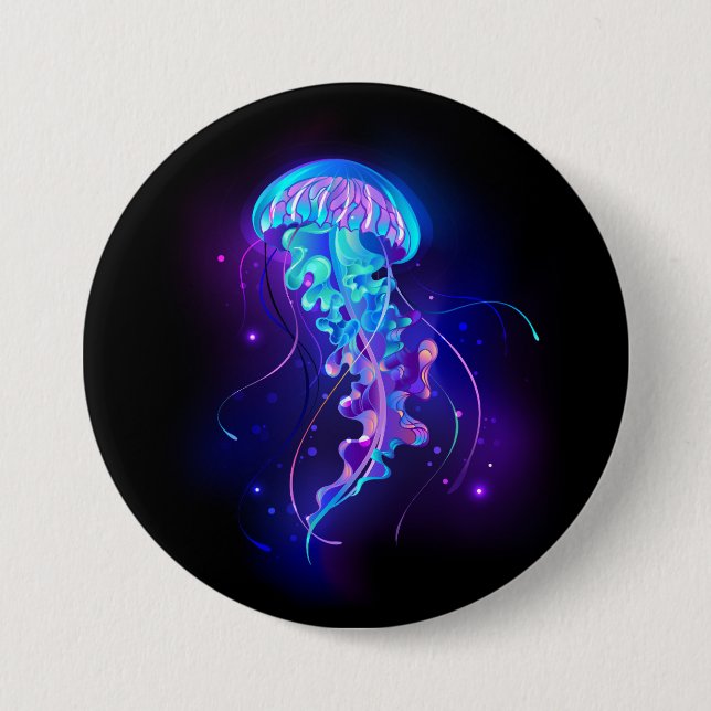 Vibrant Colour Glowing Jellyfish 7.5 Cm Round Badge (Front)