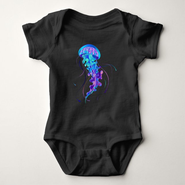 Vibrant Colour Glowing Jellyfish Baby Bodysuit (Front)