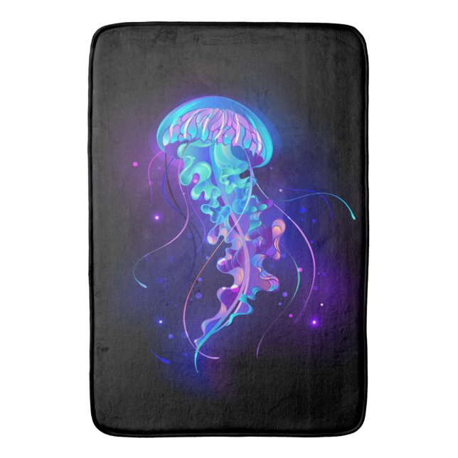 Vibrant Colour Glowing Jellyfish Bath Mat (Front Vertical)