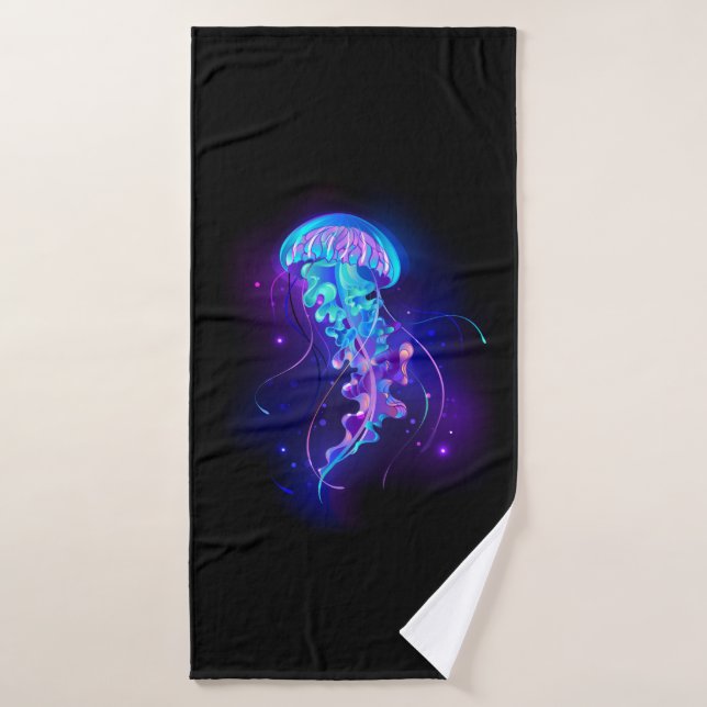 Vibrant Colour Glowing Jellyfish Bath Towel (Bath Towel)