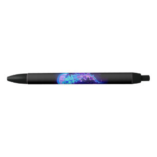 Vibrant Colour Glowing Jellyfish Black Ink Pen