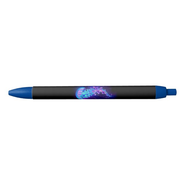 Vibrant Colour Glowing Jellyfish Black Ink Pen (Front)