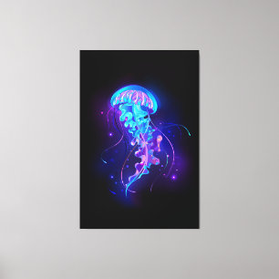 Vibrant Colour Glowing Jellyfish Canvas Print