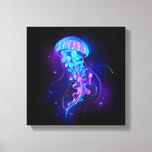Vibrant Colour Glowing Jellyfish Canvas Print
