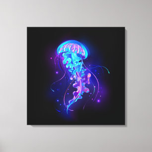 Vibrant Colour Glowing Jellyfish Canvas Print
