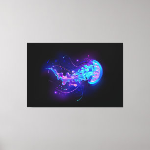 Vibrant Colour Glowing Jellyfish Canvas Print