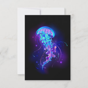 Vibrant Colour Glowing Jellyfish Card