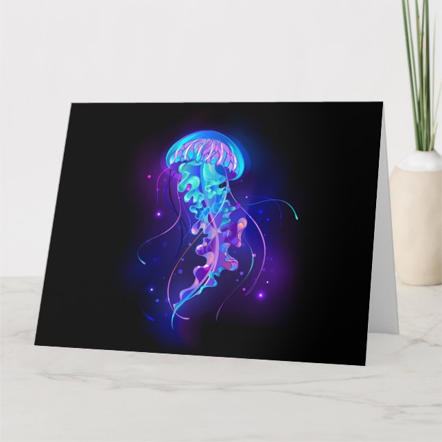 Vibrant Colour Glowing Jellyfish Card (Front)