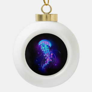 Vibrant Colour Glowing Jellyfish Ceramic Ball Christmas Ornament