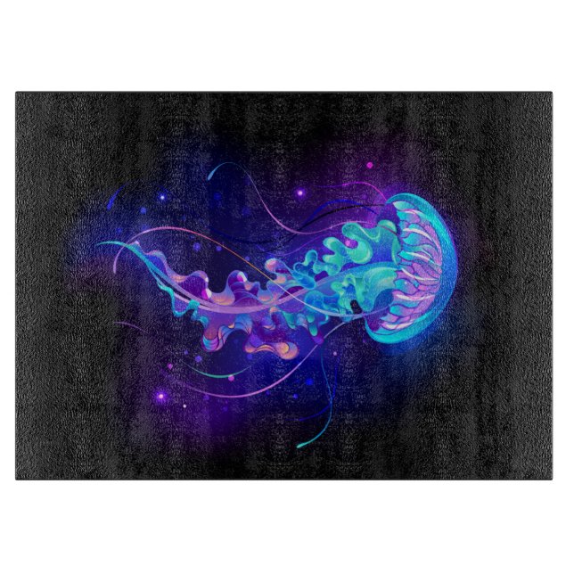 Vibrant Colour Glowing Jellyfish Cutting Board (Front)
