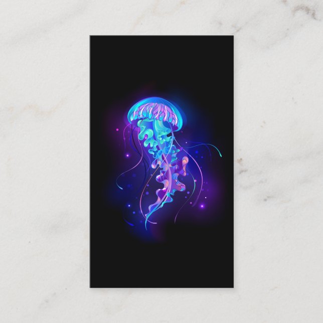 Vibrant Colour Glowing Jellyfish Discount Card (Front)