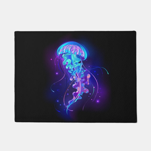 Vibrant Colour Glowing Jellyfish Doormat (Front)