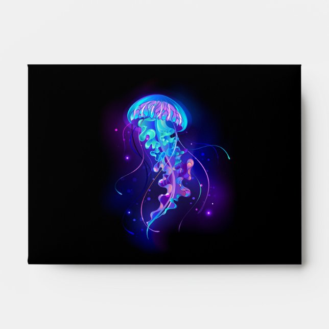 Vibrant Colour Glowing Jellyfish Envelope (Front)